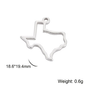 Polished stainless steel Texas map pendant with hollow design for jewelry making