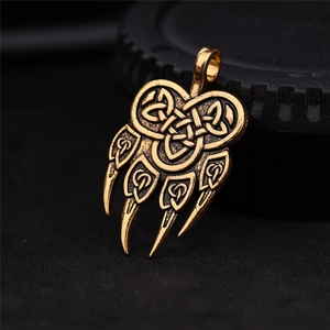 Wikinger Bärenpfoten-Anhänger mit Keltenknoten und Vintage Bronze-Finish für Herren