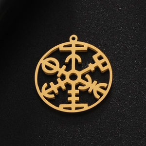 Ciondolo bussola Vegvisir vintage in acciaio inossidabile dorato per gioielli DIY
