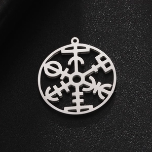 Ciondolo bussola vichinga Vegvisir in acciaio inossidabile lucido con design vuoto