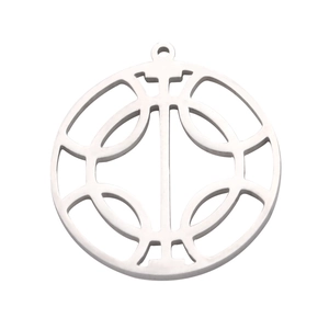 Polished silver geometric hollow circles stainless steel pendant with overlapping rings