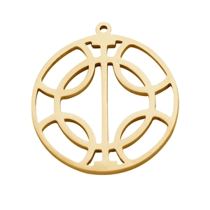 Minimalist gold geometric hollow round pendant in polished stainless steel for jewelry making