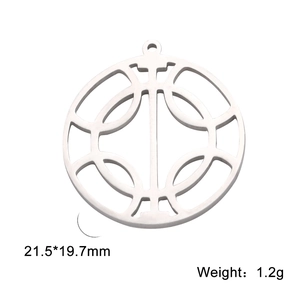 Polished stainless steel geometric hollow circle pendant measuring 21.5 by 19.7mm