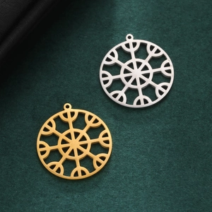 Stainless Steel Hollow Snowflake Nordic Rune Pendant For Necklace Bracelet Keychain Jewelry Making Accessory Vintage Style
