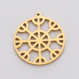 Macro view of 18K gold plated stainless steel hollow snowflake pendant for DIY jewelry