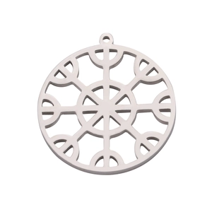 Close-up of a silver hollow 18K stainless steel snowflake charm with a top loop