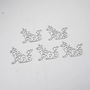 Five-piece set of stainless steel geometric hollow fox pendants for DIY jewelry making