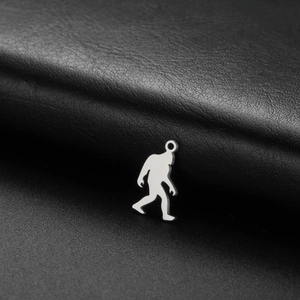 Minimalist stainless steel bigfoot gorilla silhouette pendant with polished silver finish