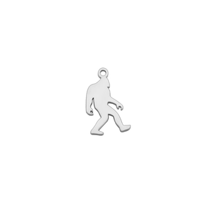 Polished stainless steel Bigfoot pendant with ring loop for DIY jewelry making
