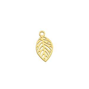 Pendentif feuille évidée en acier inoxydable doré avec détails de nervures pour bijoux