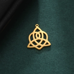 Golden hollow Celtic knot heart pendant made of premium polished stainless steel