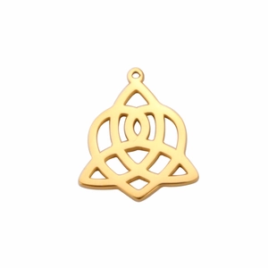 Golden titanium steel geometric hollow charm pendant for DIY necklace bracelet design