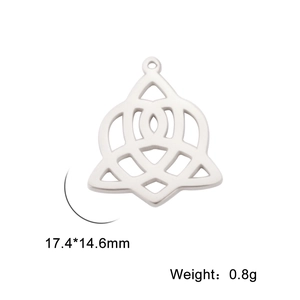 Celtic knot style hollow triangular heart pendant in stainless steel silver finish