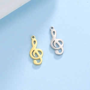 Golden and silver music note treble clef pendants for DIY jewelry making and necklaces