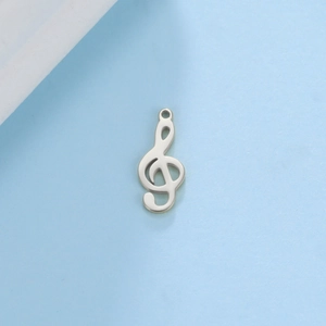 Polished stainless steel treble clef musical note pendant for jewelry making accessories