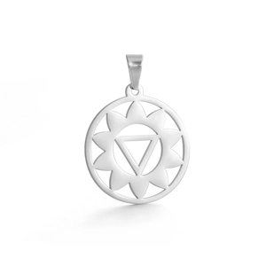 Pendentif chakra du plexus solaire Manipura en acier inoxydable avec découpe lotus