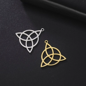Modern Celtic knot Triquetra pendant in gold and silver finish stainless steel