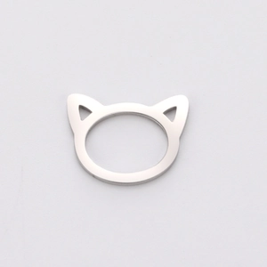 Pendentif tête de chat minimaliste en acier inoxydable pour création de bijoux DIY