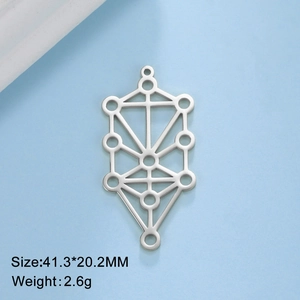 Roestvrijstalen geometrische Levensboom hanger van 41,3x20,2mm met een gewicht van 2,6g