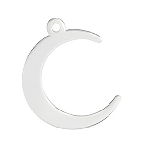 Polished silver stainless steel crescent moon charm with top loop for DIY jewelry making