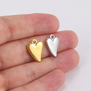 Pendentifs cœur en acier inoxydable poli dorés et argentés pour création de bijoux DIY