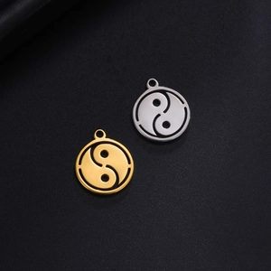 Stainless Steel Tai Chi Yin Yang Pattern Pendant Hollow Out Circle Charm For DIY Necklace Bracelet Earring Jewelry Making Accessory