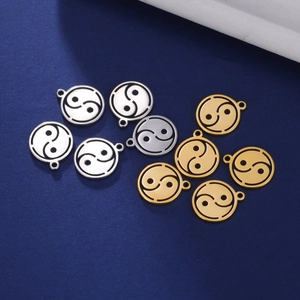 DIY stainless steel yin yang pendants in gold and silver for necklace jewelry making