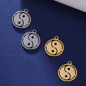 DIY Yin Yang Tai Chi pendants in gold and silver stainless steel for jewelry making