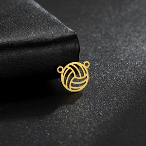 Stainless Steel Hollow Volleyball Pendant Double Hole Connector For DIY Jewelry Making Necklace Bracelet Sport Accessories Ball Charms