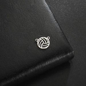 Polished silver stainless steel volleyball pendant with double loops for DIY jewelry making