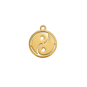 Polished gold stainless steel Yin Yang charm pendant with hollow design for DIY jewelry