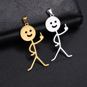 Grappige hip-hop stickman hangers in goud en zilver met middelvinger gebaar detail