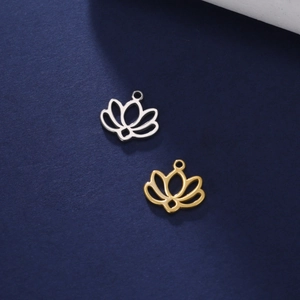 Hohle Lotus-Anhänger in Gold und Silber aus Edelstahl für die Schmuckherstellung