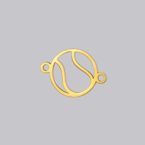 Gros plan du connecteur de balle de tennis en acier doré avec doubles anneaux pour bijoux DIY