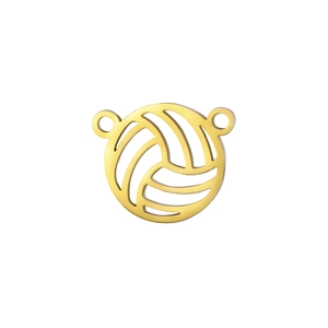 Golden volleyball connector charm for DIY necklace and bracelet jewelry making