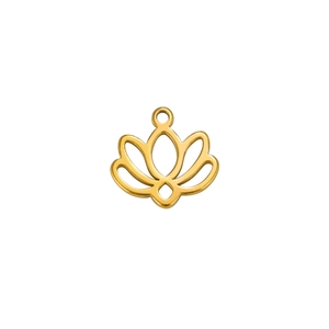 Detailansicht eines hohlen Gold-Lotusanhängers mit integriertem Ring für Schmuck