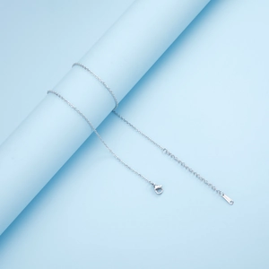 Close-up of stainless steel O-chain necklace with lobster clasp and S-STEEL tag