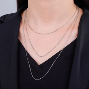 Three-layer silver stainless steel O-chain layered necklace for minimalist daily wear