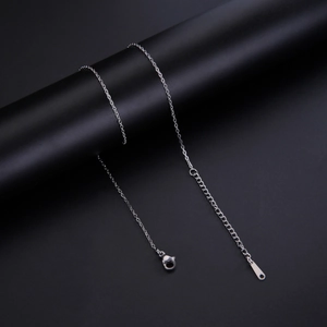 Polished stainless steel O-chain necklace with lobster clasp and extension chain