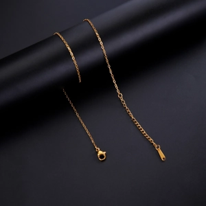 Polished gold stainless steel cross chain necklace with lobster clasp and extender