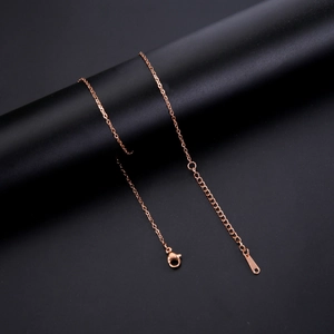 Elegant rose gold stainless steel cross chain necklace with lobster clasp for women