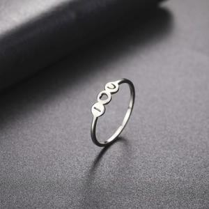 Silver stainless steel band ring featuring I LOVE YOU cutout design for couples