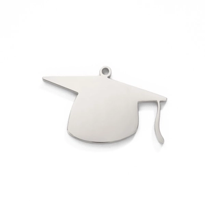 Polished silver stainless steel graduation cap pendant for DIY jewelry and necklaces