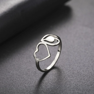 Stainless Steel Interlocking Hollow Heart Open Ring For Women Gold Silver Plated Fashion Sweet Jewelry Finger Ring Valentine's Day