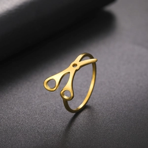 Anillo Hueco Minimalista de Acero Inoxidable con Forma de Tijeras Para Mujeres Hombres Joyería de Moda Única Anillo de Dedo Accesorio