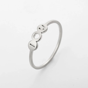 Detailed view of stainless steel ring featuring cutout I Love You heart design