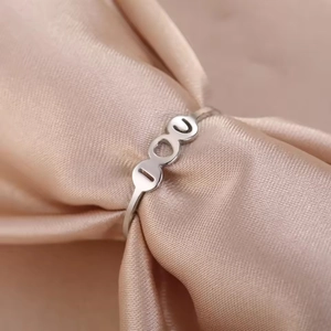 Minimalist Stainless Steel I Love You Ring For Women Men Hollow Heart Alphabet Letter Open Ring Valentine's Day Jewelry Gift