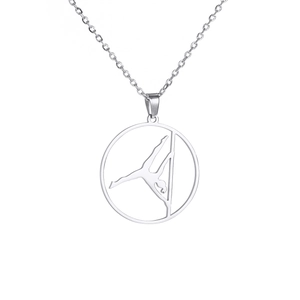 Collana hip hop in acciaio argento con pendente silhouette traforata di pole dancer