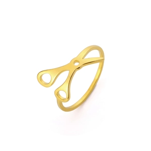 Anillo creativo de acero inoxidable chapado en oro de 18K con diseño de tijera para hombre y mujer