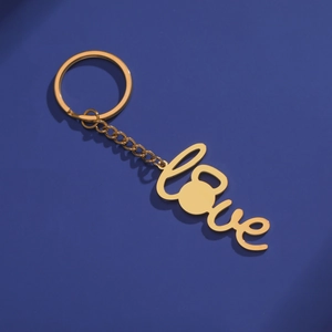 Stainless Steel Love Kettlebell Keychain For Women Men Creative Fitness Theme Key Ring Pendant Birthday Gift Jewelry Accessory